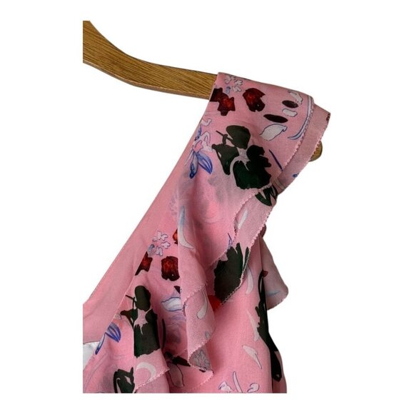 C/MEO Collective Romper Women Small Pink Floral Print V Neck Ruffled Elation‎ - Picture 6 of 12